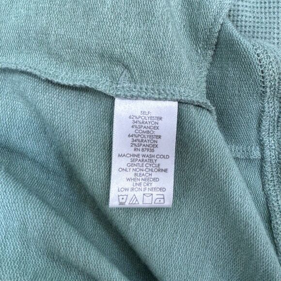 LOGO Lounge Pleated Green Hooded Zip Sweater Jacket Women's Sz L - Picture 6 of 6